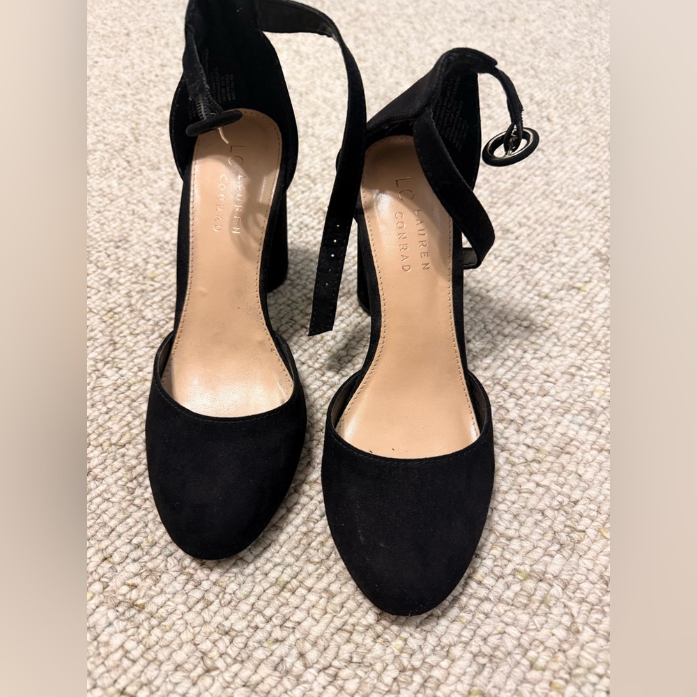 LC Lauren Conrad Black Ankle-Strap Heels